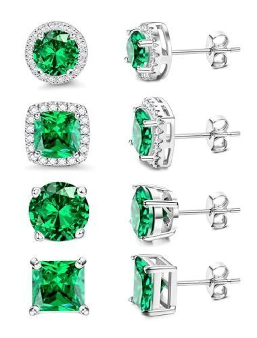 9136 Cubic Zirconia Stud Earrings 18K White Gold Plated Hypoallergenic
